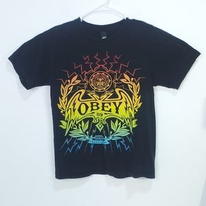Obey Propaganda Men's Short Sleeve T-Shirt Size Medium Black Graphic Tee